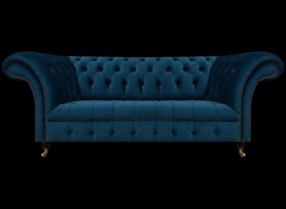Chesterfield Blauer Polster Zweisitzer Designer Wohnzimmer Textilmöbel