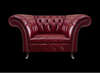 Chesterfield Roter Wohnzimmer Sessel Designer Leder Einsitzer 1-Sitzer