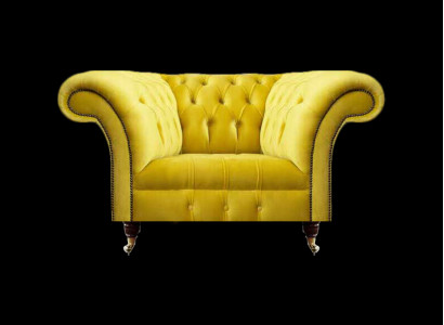 Luxuriöser Chesterfield Textilsessel Wohnzimmer Polster Einsitzer Sessel