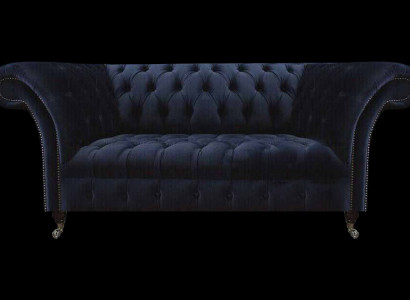 Dunkelblaue Polstercouch Chesterfield Wohnzimmer Textilsofa Moderne Möbel