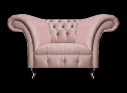 Chesterfield Rosa Einsitzer Wohnzimmer Designer Textilsessel 1-Sitzer