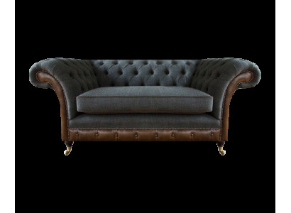 Braun-Grauer Chesterfield Einsitzer Wohnzimmer Sitzsessel Textil Möbel