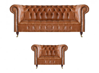 Braune Stilvolle Chesterfield Ledersofas Komplette Couchgarnitur 2tlg