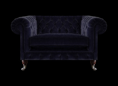 Dunkelblauer Chesterfield Sessel Wohnzimmer Designer Einsitzer Sitzmöbel