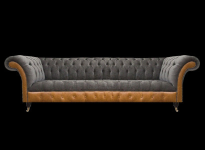 Luxuriöser Chesterfield 4-Sitzer Designer Viersitzer Textil Couch Sofas