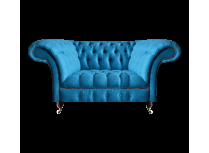 Blauer Chesterfield Textil Zweisitzer Sitzmöbel Designer Edle Sitzsofas