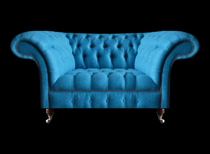 Blauer Chesterfield Textil Zweisitzer Sitzmöbel Designer Edle Sitzsofas