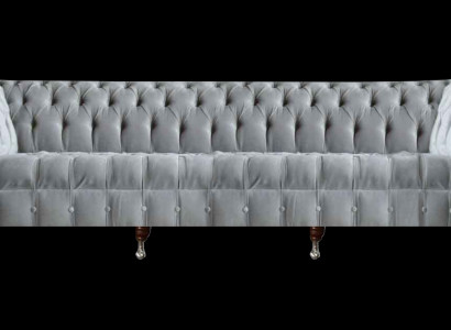 Hellgraue Chesterfield Viersitzer Couch Designer Polstersofas Edles Sofa