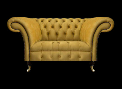 Chesterfield Designer Zweisitzer Sofa Couch Wohnzimmer Luxus Gelb Polstersofa