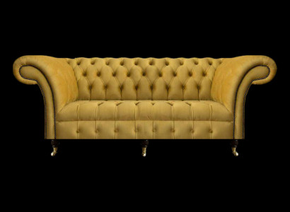 Chesterfield Luxus Möbel Dreisitzer Sofa Couch Textil Polstersofa Wohnzimmer