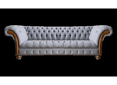 Hellgraues Chesterfield Polstersofa Wohnzimmer Designer Couch 4-Sitzer