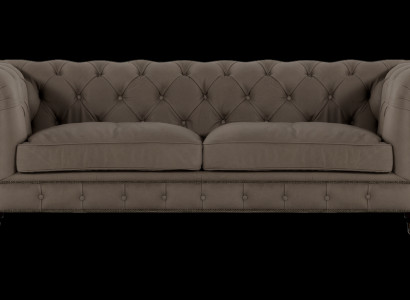 Polstermöbel Chesterfield Zweisitzer Sofa Couch Textil Grau Wohnzimmer