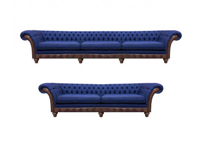 Blaue Chesterfield Stoffcouchen Designer Sofagarnitur Luxus Sitzmöbel