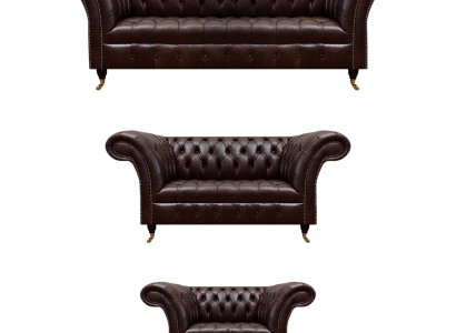 Luxuriöse Chesterfield Braune Ledergarnitur Wohnzimmer Polster Möbel