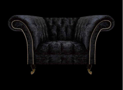 Chesterfield Polstersessel Schwarzer Einsitzer Luxuriöser Lehnsessel