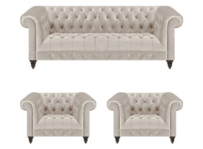 Stilvolle Chesterfield Couchgarnitur Moderne Textilcouch 2x Lehnsessel Stilvolle Chesterfield Couchgarnitur Moderne Textilcouch 2x Lehnsessel