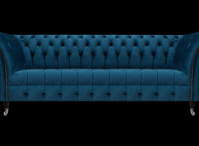 Luxus Blaue Chesterfield Textilcouch Wohnzimmer Polstermöbel 3-Sitzer