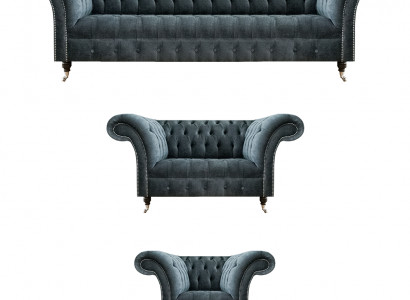 Chesterfield Graue Couchgarnitur Designer Polstersofas Edler Einsitzer