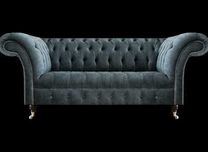 Grauer Luxuriöser Chesterfield Dreisitzer Edle Designer Polstercouchen