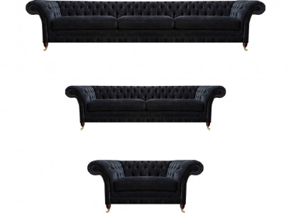 Schwarze Chesterfield Sofas Designer Wohnzimmer Polstercouchen Sessel