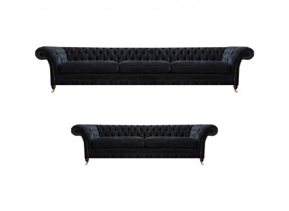 Schwarze Chesterfield Polstercouchen Designer Wohnzimmer Textil Sofas