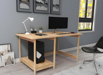 Robuster Schreibtisch Stilvoller Hellbrauner Computertisch Regalentisch