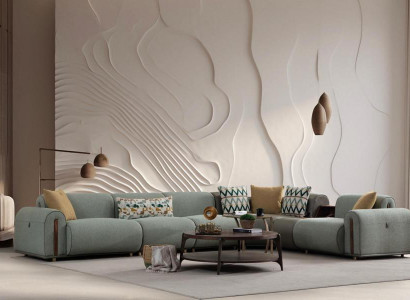 Luxuriöses Grünes Ecksofa Wohnzimmer Ledercouchen Designer Sitz Möbel