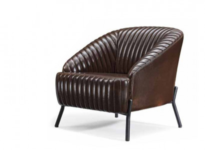 Brauner Sessel Designer Wohnzimmer Relaxsessel Leder Einsitzer Möbel