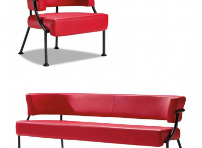 Rote Sofagarnitur Moderne Kunstleder Bank Designer Einsitzer 2tlg Set