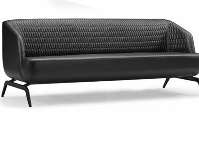 Schwarzes Ledersofa Designer 3-Sitzer Couch Wohnzimmer Sitzmöbel 3-er