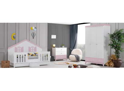 Jugendzimmer Stilvolle Kinderbett Kleiderschrank Kinderzimmer Möbel 2tlg Set
