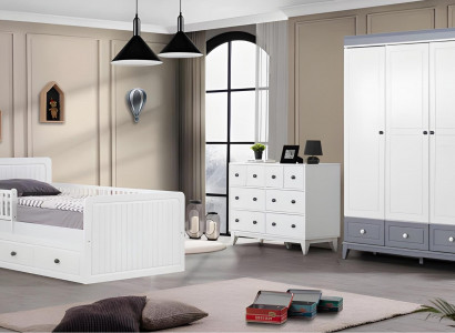 Komplette Bett Kindermöbel Kinderbett Kinderzimmer Holz Mehrfarbig Set