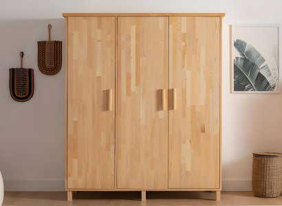 Beiger Schlafzimmer Edler Kleiderschrank Designer 3-türige Holz Schränke