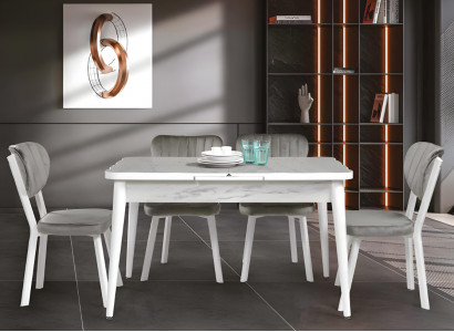 Weißer Exklusiver Esstisch Esszimmer Designer Holz Ausziehbbare Platte