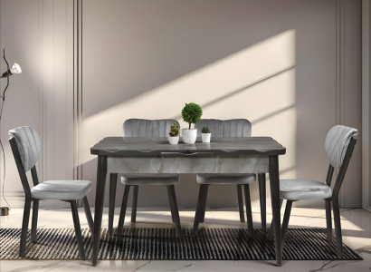 Schicker Esszimmer Grauer Esstisch Rechteckiger Tisch Designer Platte