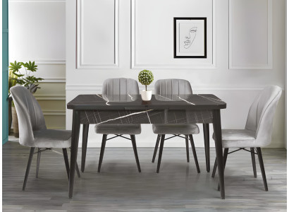 Designer Schwarzer Esstisch Luxuriöse Esszimmer Möbel Ausziehbare Platte