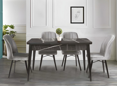 Designer Schwarzer Esstisch Luxuriöse Esszimmer Möbel Ausziehbare Platte