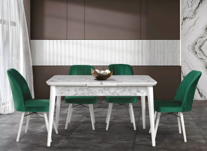 Robuster Weißer Küchentisch Ausziehbarer Tisch Modulierbarer Esstisch