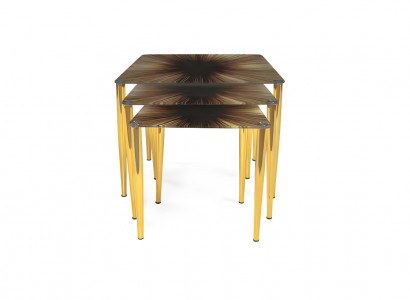 Luxuriöses Couchtisch Set Gemusterte Tischplatte Wohnzimmer Sofatische