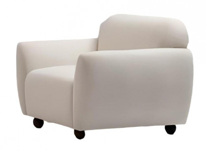 Sessel Einfarbig Modern Desing Weiß Textil Holz Material Wohnzimmer