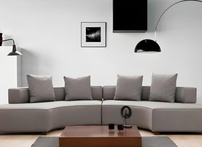 Ecksofa U-Form Modern Design Textil Material Weiß Einfarbig Textil Holz