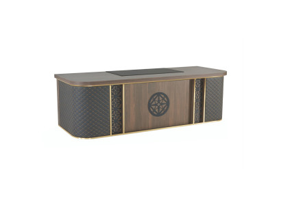 Bürotisch Modern Design Braun Schwarz Zweifarbig Rechteckig Form Stil