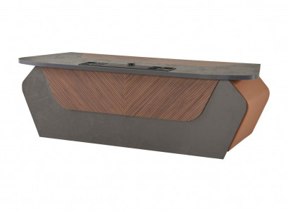 Bürotisch Braun Grau Zweifarbig Modern Design Rechteckig Schreibtisch