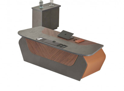 Arbeitszimmer-Set 2tlg Bürotisch Sideboard Braun Grau Zweifarbig Modern