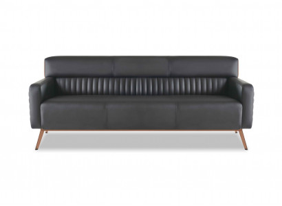Arbeitszimmer 3-Sitzer Sofa Schwarz Einfarbig Modern Design Wohnzimmer