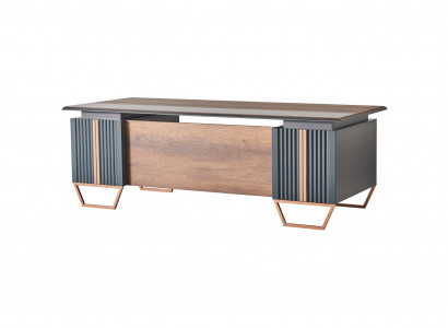 Schreibtisch Arbeitszimmer Bürotisch Rechteckig Form Grau Braun Zweifarbig