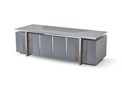 Bürotisch Rechteckig Form Grau Einfarbig Modern Design Stil mit Stauraum