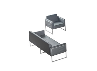 Arbeitszimmer Set 2tlg 3-Sitzer mit Sessel Grau Einfarbig Modern Design