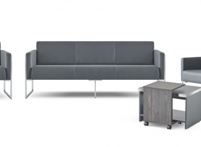 Arbeitszimmer-Set 5tlg 3-Sitzer 2-Sitzer 2x Sessel Couchtisch Grau Stil