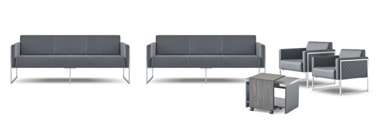 Arbeitszimmer-Set 5tlg 2x 3-Sitzer 2x Sessel Couchtisch Grau Einfarbig